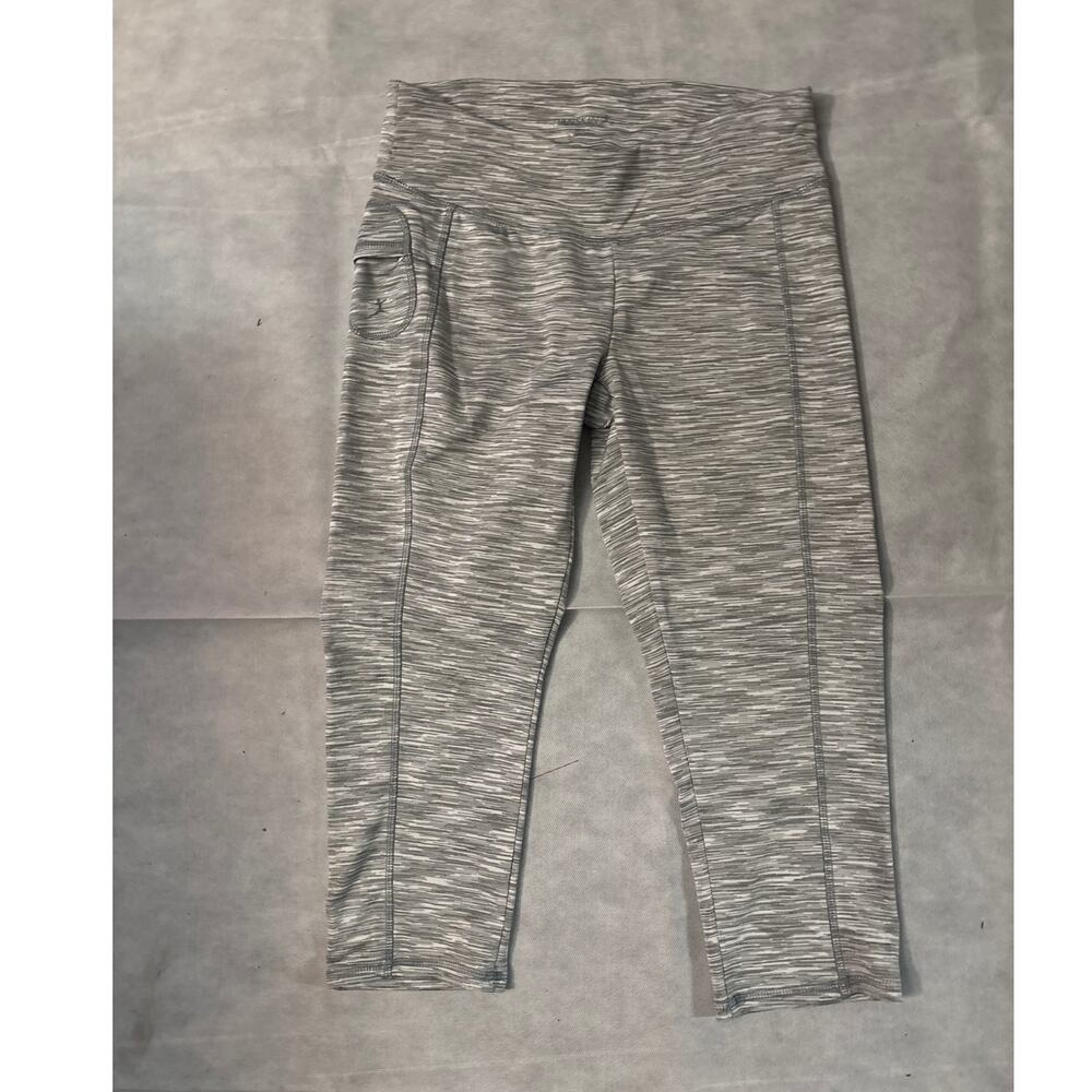 Danskin Grey/White Capri Legging S Exercise Athleisure Activewear Cozycore Comfy - Picture 1 of 11